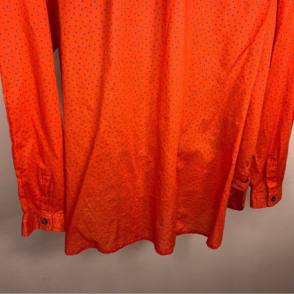 Petite Large Ann Taylor Loft Red Orange Blue Dot Print Blouse Peasant Top - Picture 8 of 12